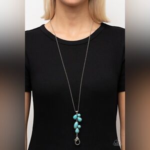 Paparazzi - Silver/Turquoise lanyard. NEW